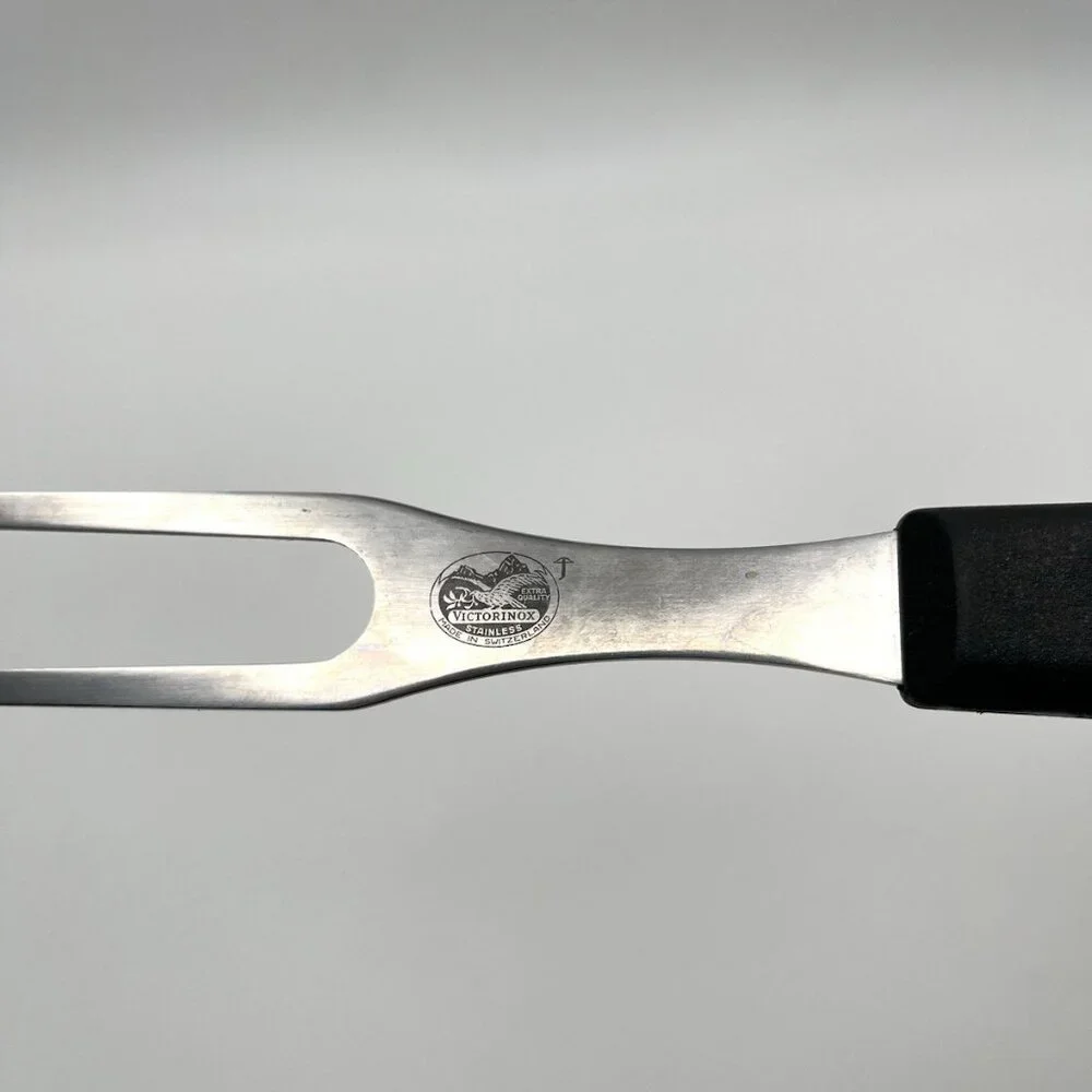 VTG Victorinox Swiss Stainless Steel Carving Fork Black Plastic Handle 10.5” MCM
